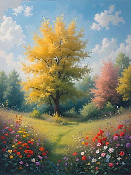 Trees in a meadow by HorizonArtistry