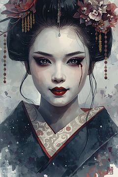 Geisha aux couleurs sombres et gothiques. sur Brian Morgan