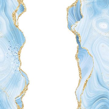 Blauw & Goud Glitter Agaat Textuur 08 van Aloke Design