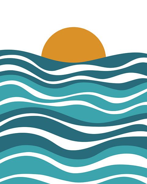 Zee met zonsondergang van Studio Miloa