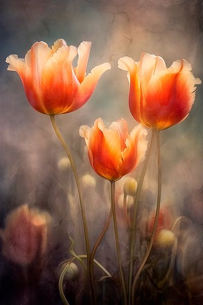 Flaming tulips by Carla van Zomeren