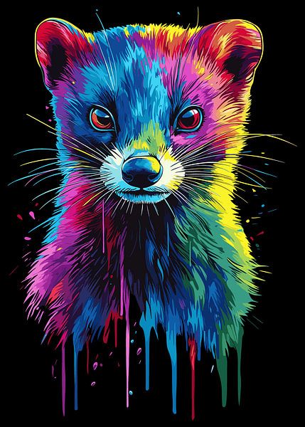 Kleurrijke wezel in pop-artstijl van Pixelbull Design