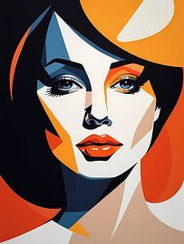 Pop Art Frau Porträt Abstrakte Geometrische Kunst von 1xMerch