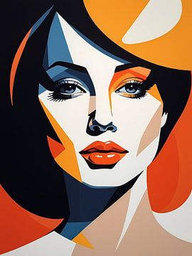 Pop Art Vrouwenportret Abstract Geometrische Kunst