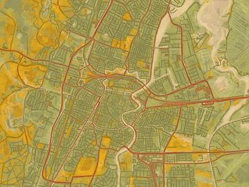Stadtplan Haarlem | Wüstenblüte | Grüner Ocker von Map Art Studio