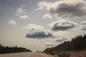 Cloudy road in Charlevoix