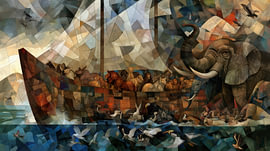 Tiere in der Arche Noah – Kubismus-Panorama von TheXclusive Art
