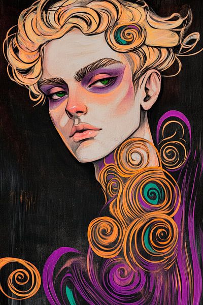 Levendige elegantie - portret in een mix van stijlen van Poster Art Shop