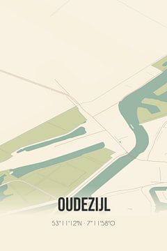 Vintage landkaart van Oudezijl (Groningen) van MijnStadsPoster