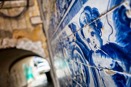 Azulejo tiles in an alley in Lisbon