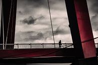 Man met hond op de Willemsbrug in Rotterdam van Rachelle Sarkis thumbnail