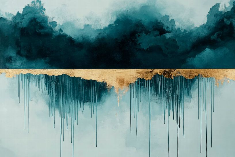 Paysage abstrait de nuages avec des accents dorés par Poster Art Shop