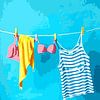 ein Wäschekunstbild auf der Linie in Blau. von J.a Dijkstra