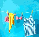a laundry art image on the line in blue. by J.a Dijkstra thumbnail