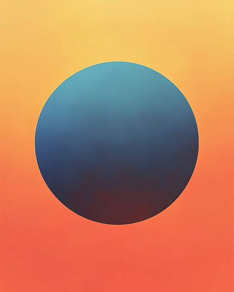 Tiefe in Farbe - Blauer Kreis auf orangem Farbverlauf von Thea