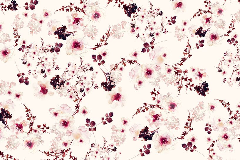 Romantic Spring Roses Beige by Monika Strigel