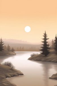 Peinture beige Prairies tranquilles | Tranquillité naturelle sur Blikvanger Schilderijen