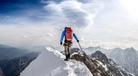 Climbing Jubiläum ridge, Zugspitze.