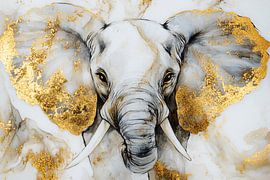 Abstrakter Elefant mit goldenen Akzenten von Imperial Art House