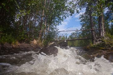 ruisseau et petit pont au-dessus dans la forêt scandinavie, carélie sur Michael Semenov