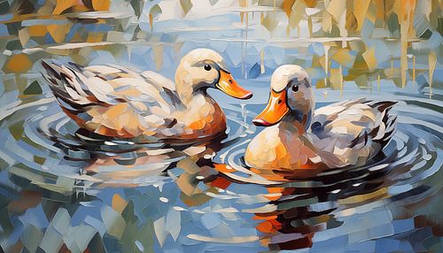 Panorama abstrait de canards