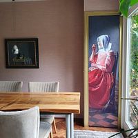 Klantfoto: Johannes Vermeer. Het glas wijn, als naadloos behang