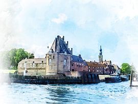 View of Veere with the harbour entrance by Danny de Klerk