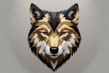 Geometrischer abstrakter Wolf in modernen Farben von De Muurdecoratie