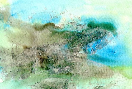 modern abstract landschap blauw groen 2