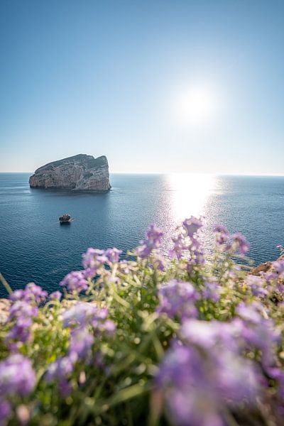 Zonnestralen op de kliffen van Sardinië in het Parco Naturale Di Porto Conte van Leo Schindzielorz