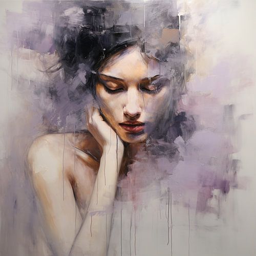 Soft Contemplation | Portrait Mauve Art