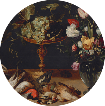 Stilleven met bloemen, druiven en volgels, Frans Snyders