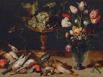 Still life with flowers, grapes and urchins, Frans Snyders