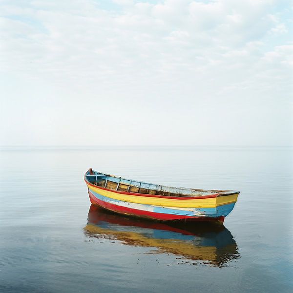 Boot auf friedlichem Wasser von fernlichtsicht