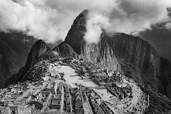 Machu Picchu in black and white