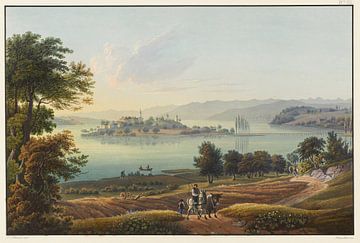 Uitzicht op het eiland Meynau in het Bodenmeer, Johann Ludwig Bleuler