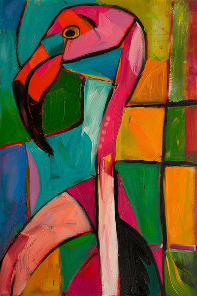 Geometric flamingo by Poster Art Shop