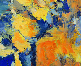 Zusammensetzung in Orange und Blau von Nop Briex