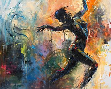 Lebendige Tänzerin Figur | Energetischer Tanz von Blikvanger Schilderijen