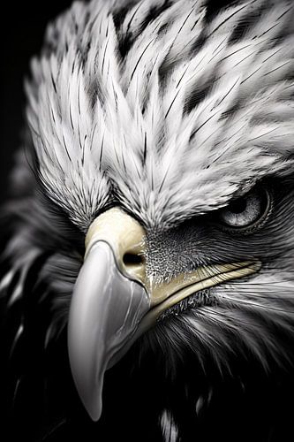 Minimalist bird portrait in black and white