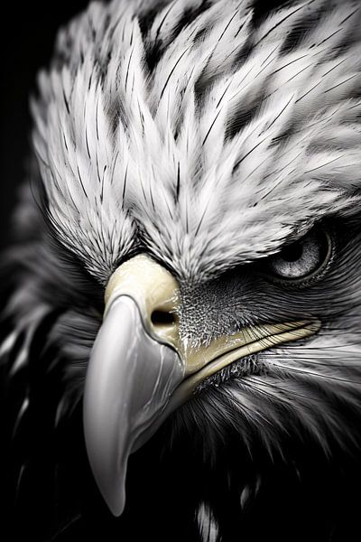 Minimalistisches Vogel Portrait in Schwarz-Weiß von Thilo Wagner