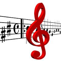 Red treble clef