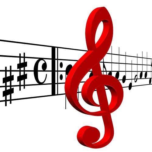 Red treble clef