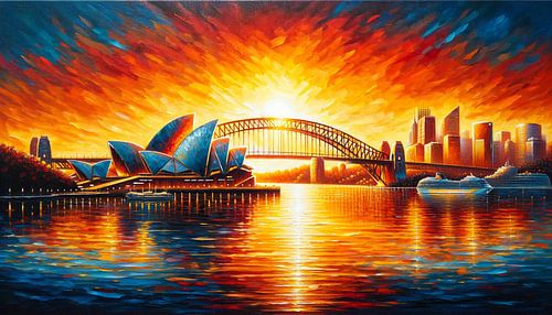 Sydney's operagebouw in de avondgloed