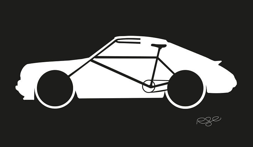 oldtimer porsche with bicycle by Rianne Engbringhof