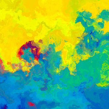 marmeren abstractie kunst blauw geel #marmer van JBJart Justyna Jaszke