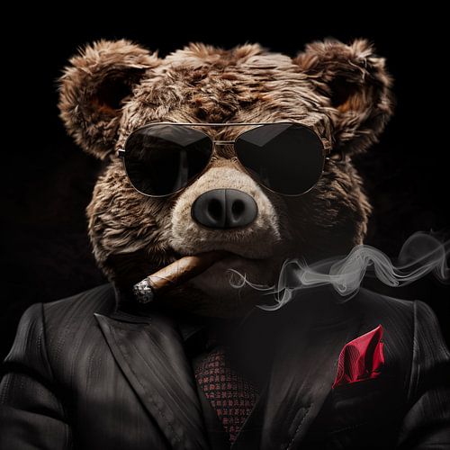 Brown teddy bear - teddy bear with cigar and sunglasses