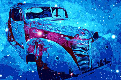 an american vintage car wreck mixed media