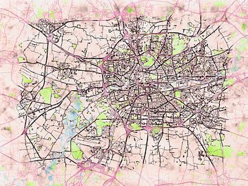 Kaart van Rennes in de stijl 'Soothing Spring' van Maporia