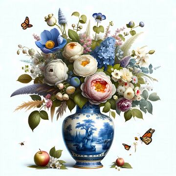 Künstliche Intelligenz-Delfter Vasen Blumenpracht von Mike